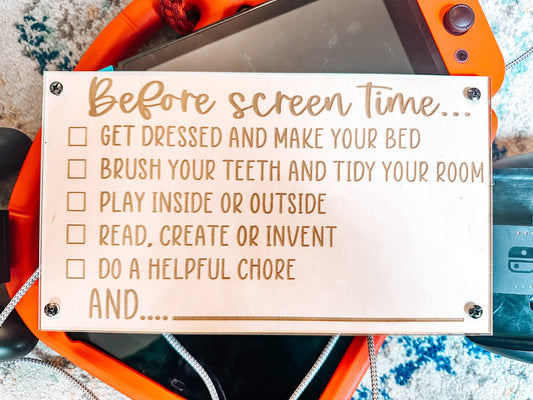 Reusable Before Screen Time Chart