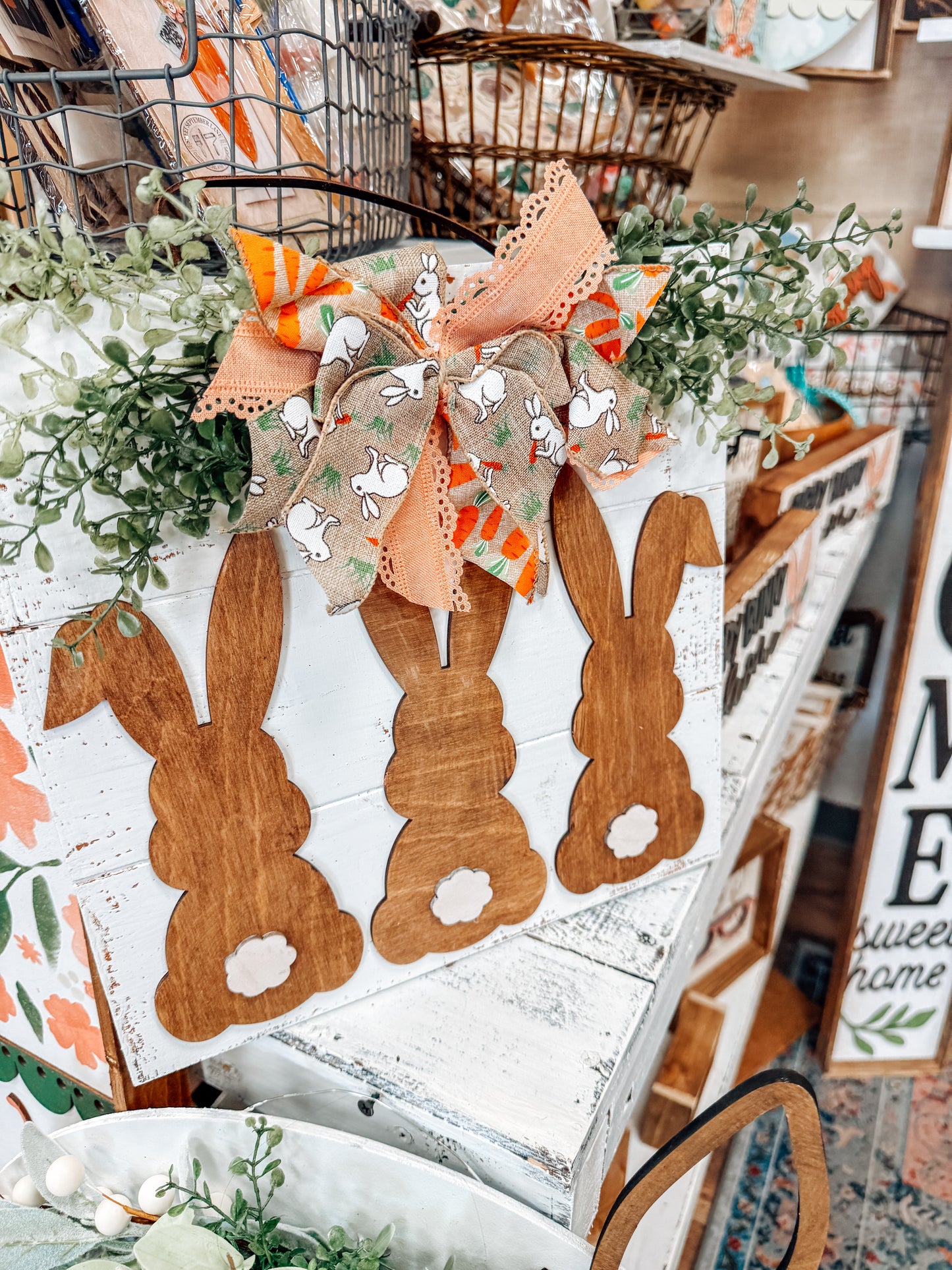 Handcrafted Bunny Sign - Spring Easter Decor