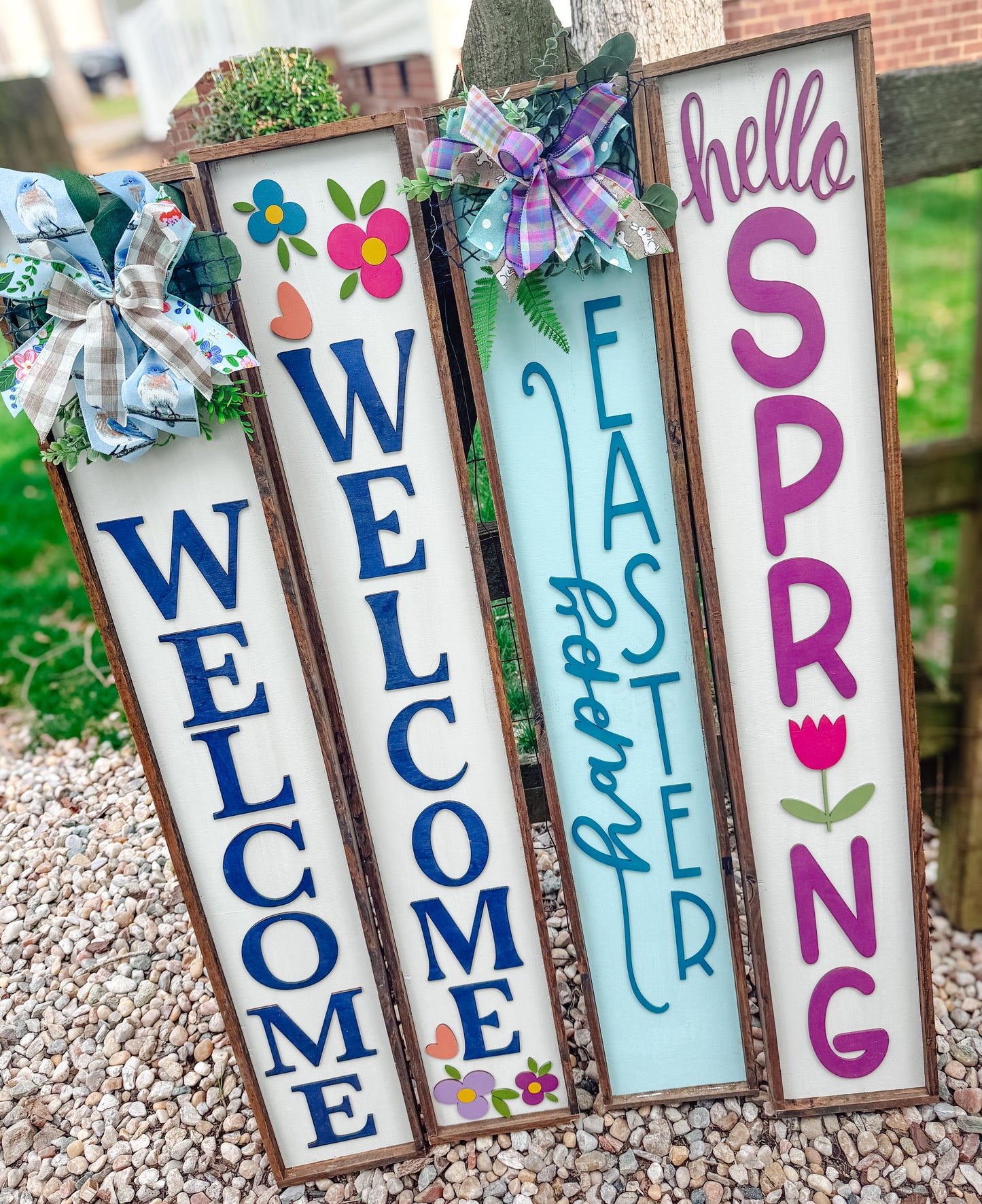 Spring Porch Sign - 7.5" x 49" Handpainted Wood Sign