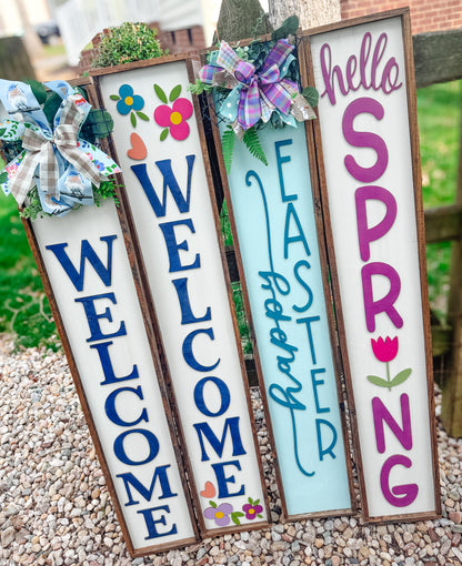 Spring Porch Sign - 7.5" x 49" Handpainted Wood Sign