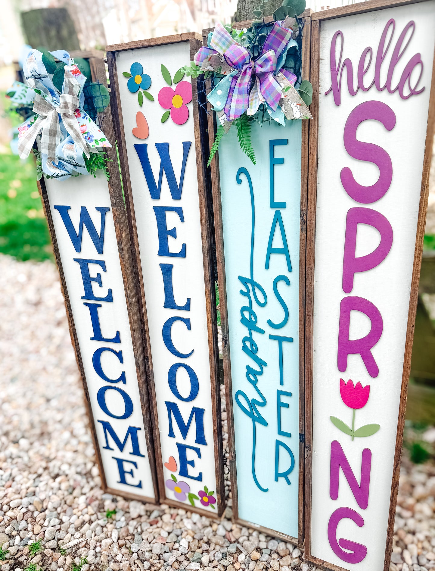 Spring Porch Sign - 7.5" x 49" Handpainted Wood Sign