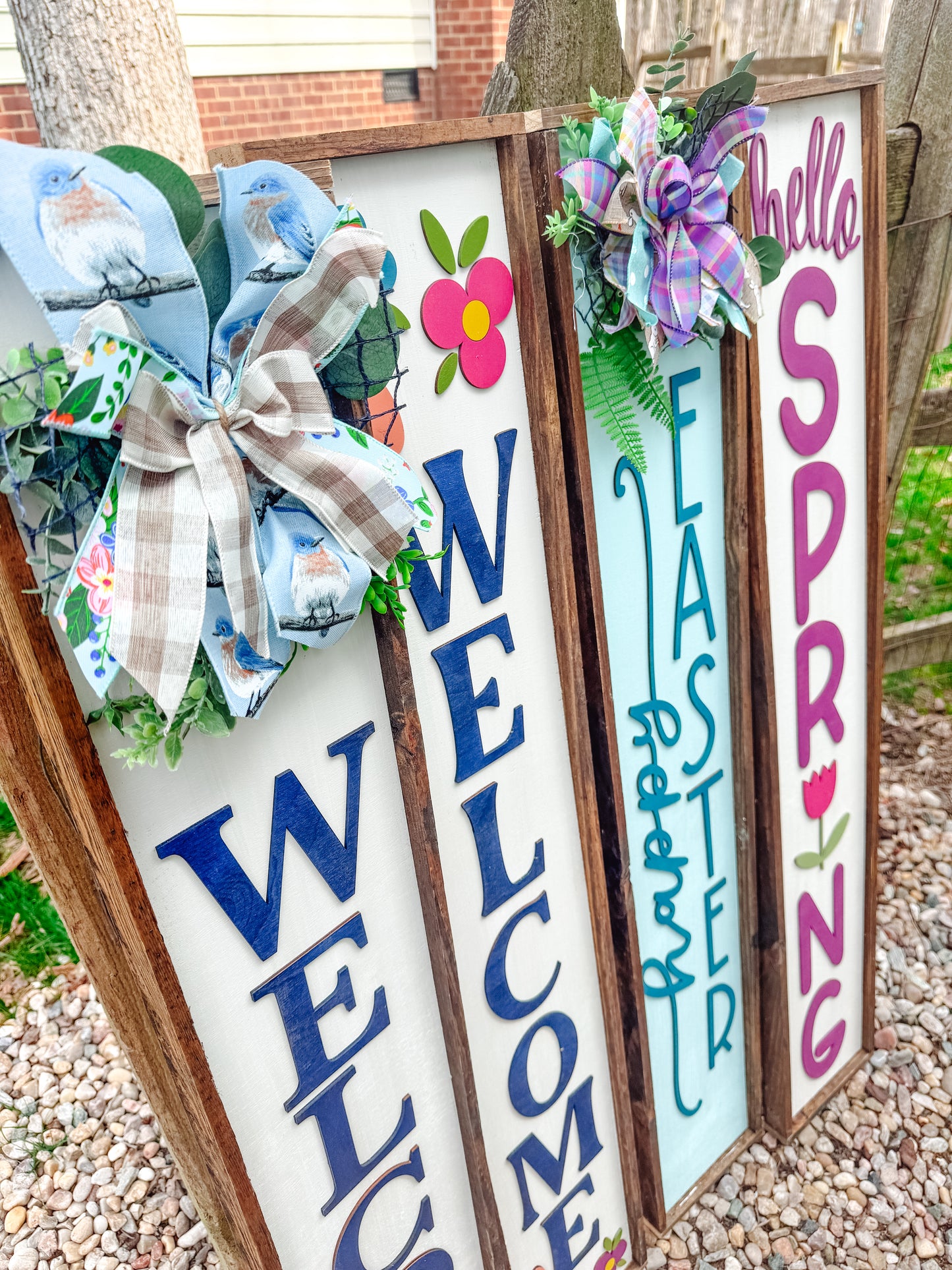 Spring Porch Sign - 7.5" x 49" Handpainted Wood Sign