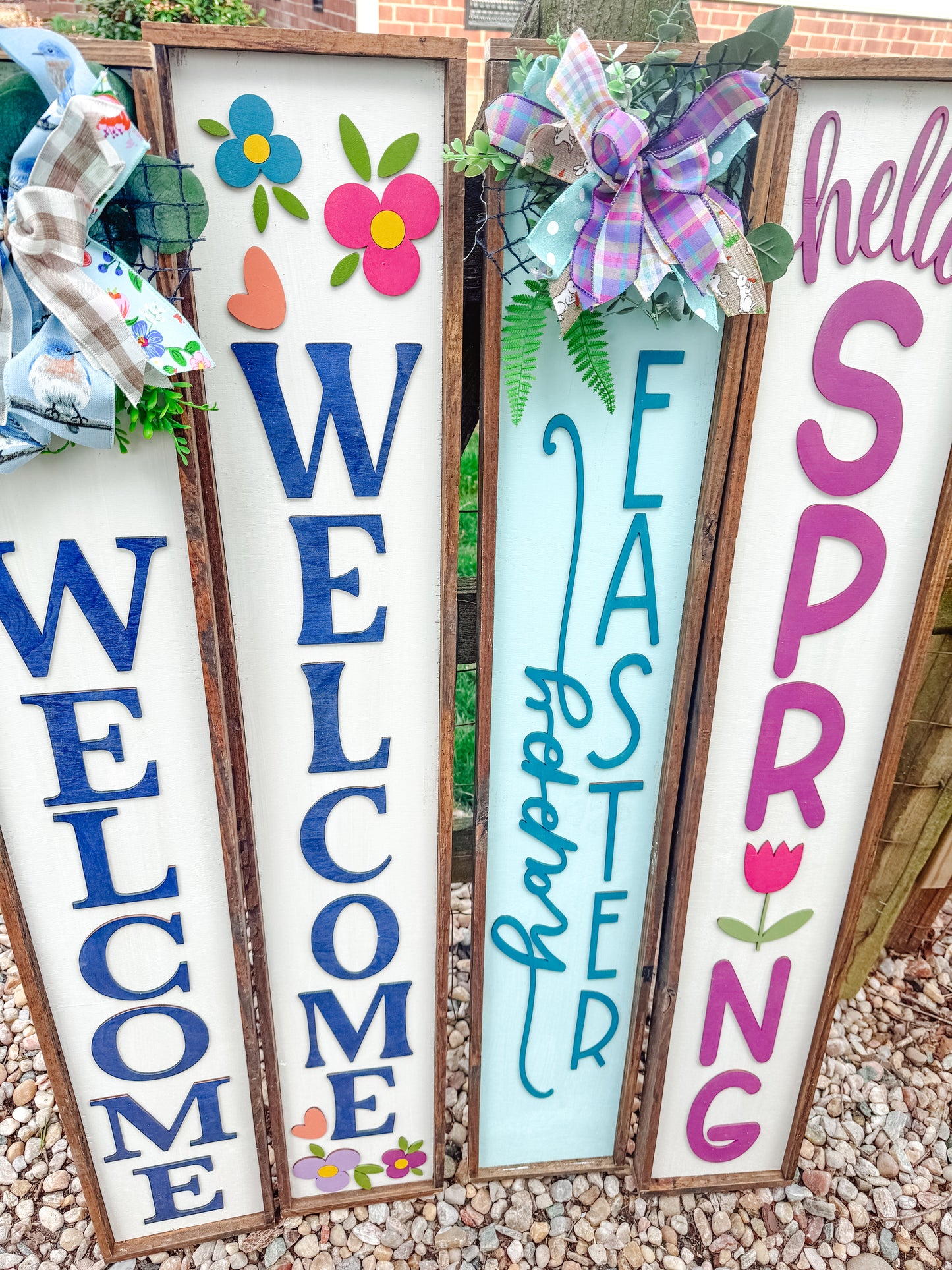 Spring Porch Sign - 7.5" x 49" Handpainted Wood Sign