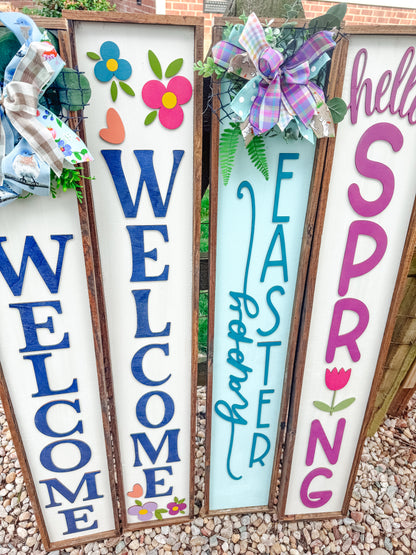 Spring Porch Sign - 7.5" x 49" Handpainted Wood Sign
