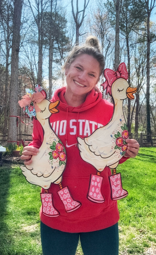 Spring Goose Door Hanger – Hand Painted Wood